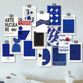 Französische Blaudrucke Wandcollage Postkarten